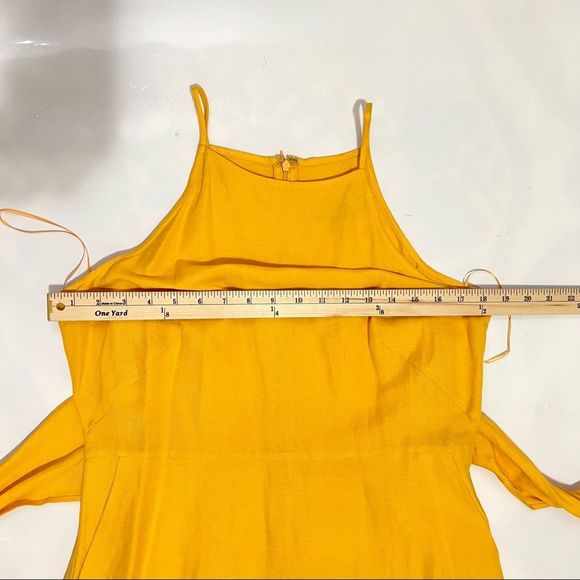 LOFT Size 6 Yellow Linen Blend Halter Dress MIDI Spring Summer - Picture 13 of 13